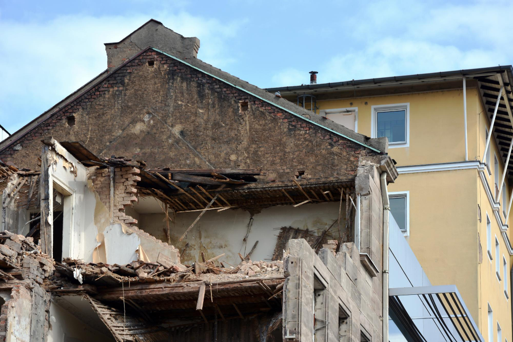 Property damaged by fire.